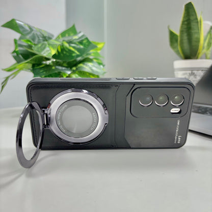 Oppo Reno12 Pro 5G Original Luxury Leather Lens Magnifier Ring Stand Case