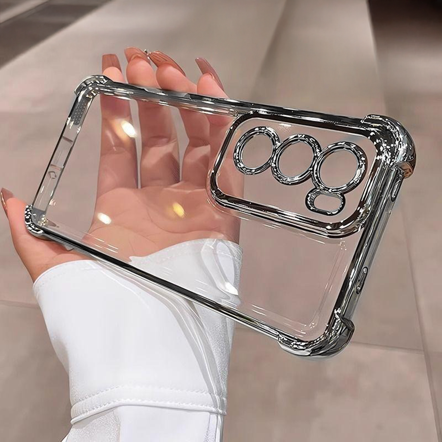 Oppo Reno 12 Pro 5G Transparent Shockproof Case With Airbag Corners