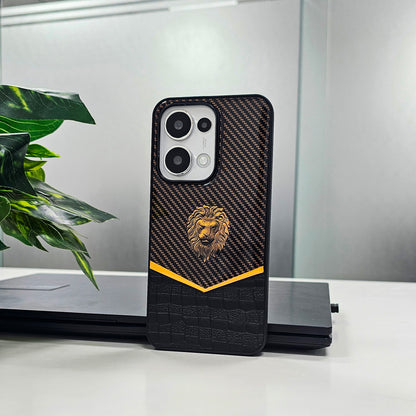 Oppo Reno 13 5G Luxury Lion Pattern Leather And Liquid Silicone Case