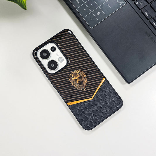 Oppo Reno 13 5G Luxury Lion Pattern Leather And Liquid Silicone Case