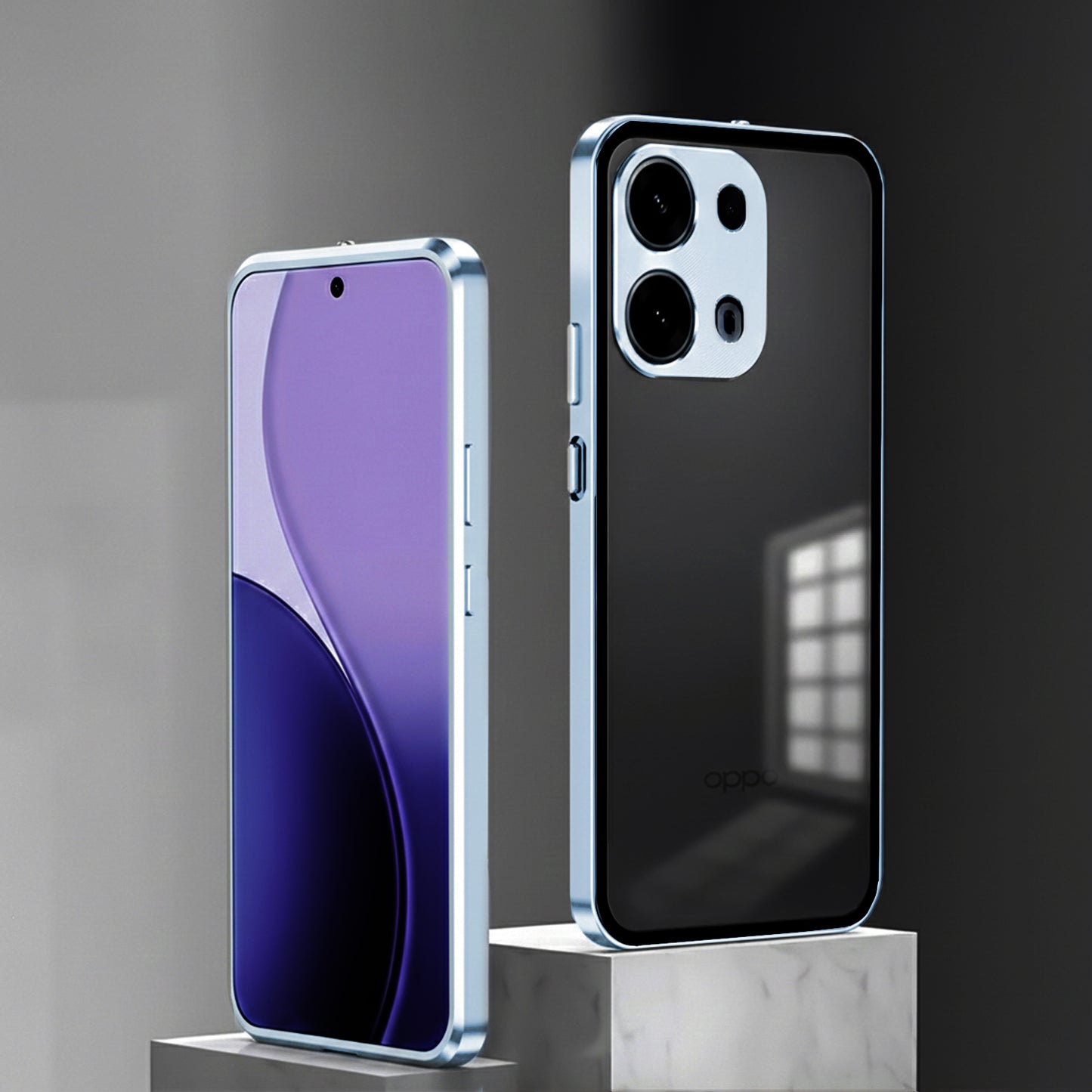 Oppo Reno 13 5G Aluminium Metal Bumper Shield Transparent Back Case