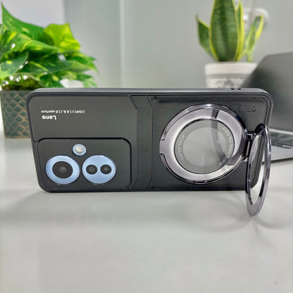 Oppo Reno11 F 5G Original Luxury Leather Lens Magnifier Ring Stand Case