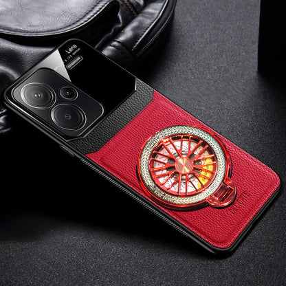Redmi Note 13 Pro+ 5G Original Luxury Leather Lens Wheel Ring Stand Case