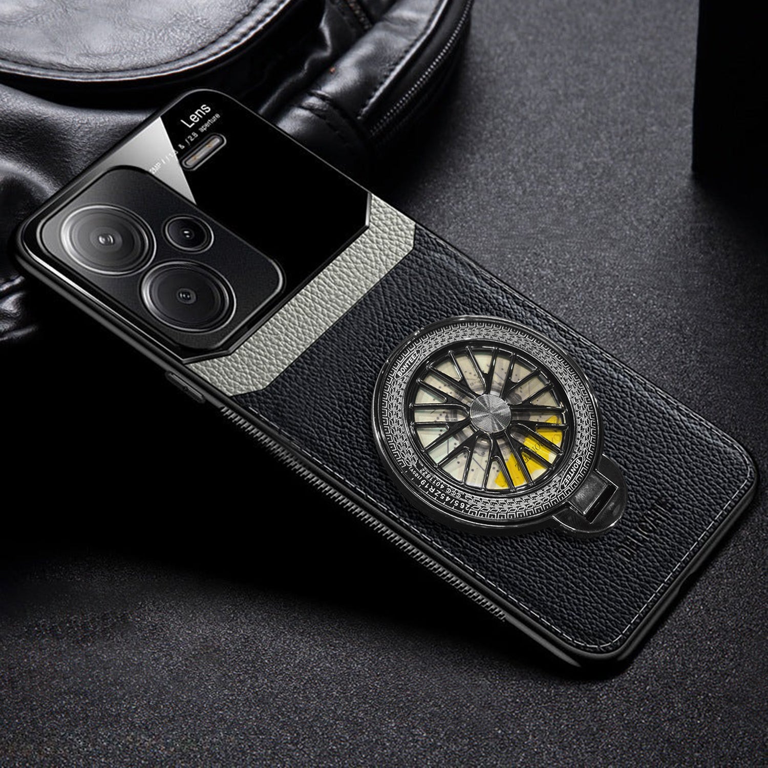 Redmi Note 13 Pro+ Black Leather Lens Case