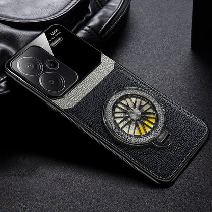 Redmi Note 13 Pro+ 5G Original Luxury Leather Lens Wheel Ring Stand Case