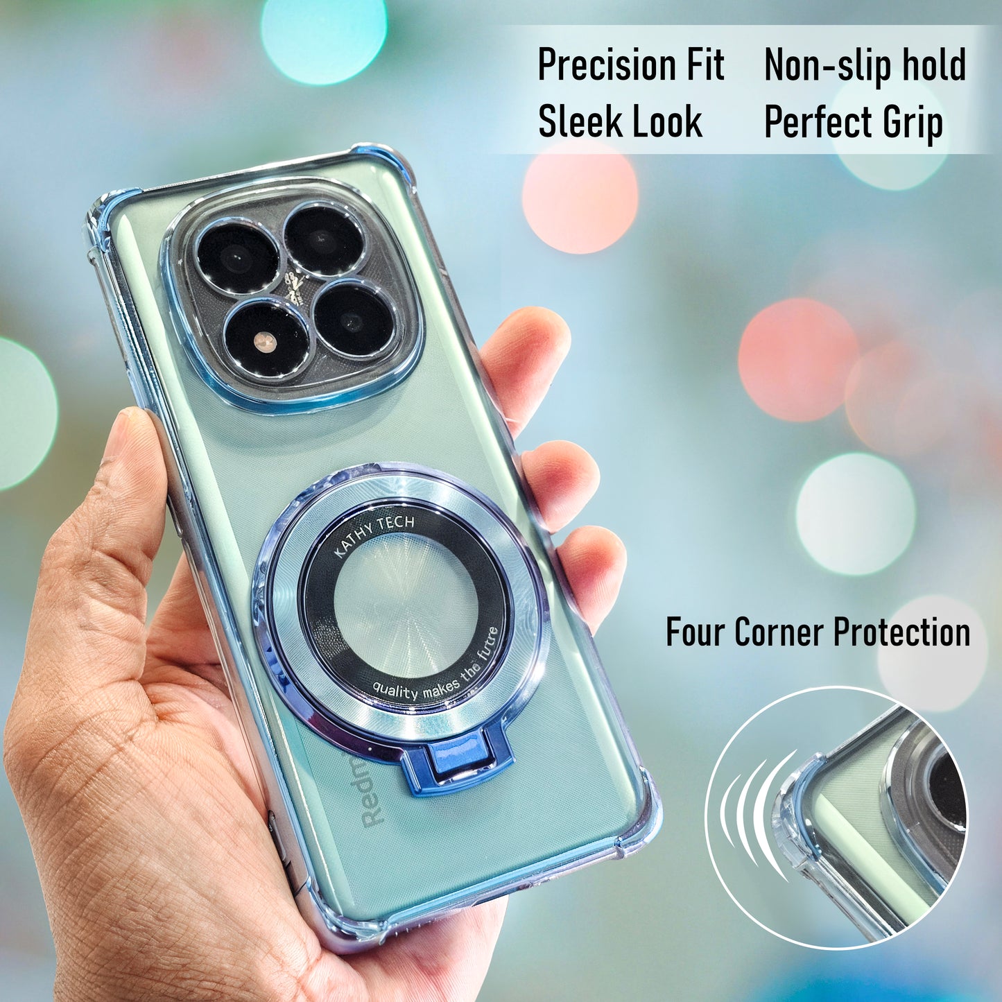 Redmi Note 14 Pro+ 5G Original Luxury Magnifier Ring Stand Shockproof Airbags Corner Case