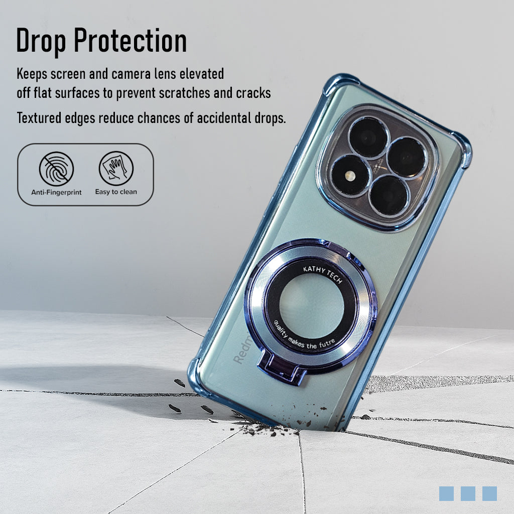 Redmi Note 14 Pro+ 5G Original Luxury Magnifier Ring Stand Shockproof Airbags Corner Case