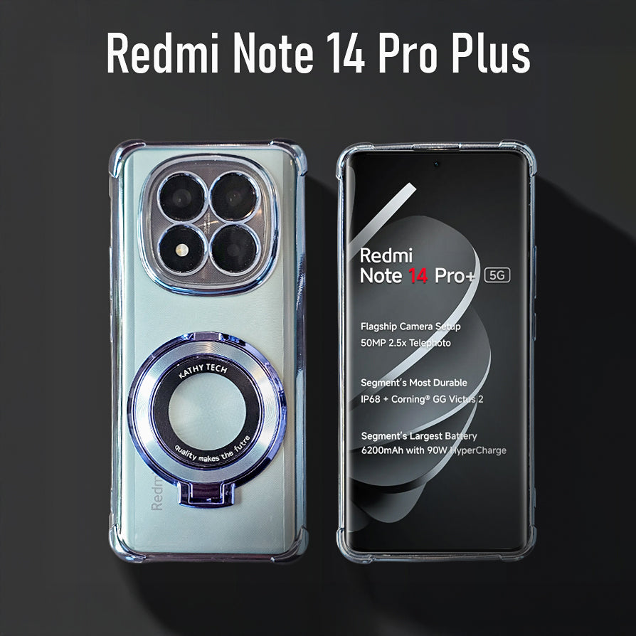 Redmi Note 14 Pro+ 5G Original Luxury Magnifier Ring Stand Shockproof Airbags Corner Case