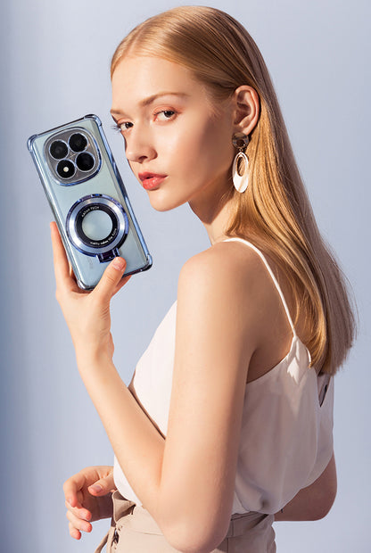 Redmi Note 14 Pro+ 5G Original Luxury Magnifier Ring Stand Shockproof Airbags Corner Case