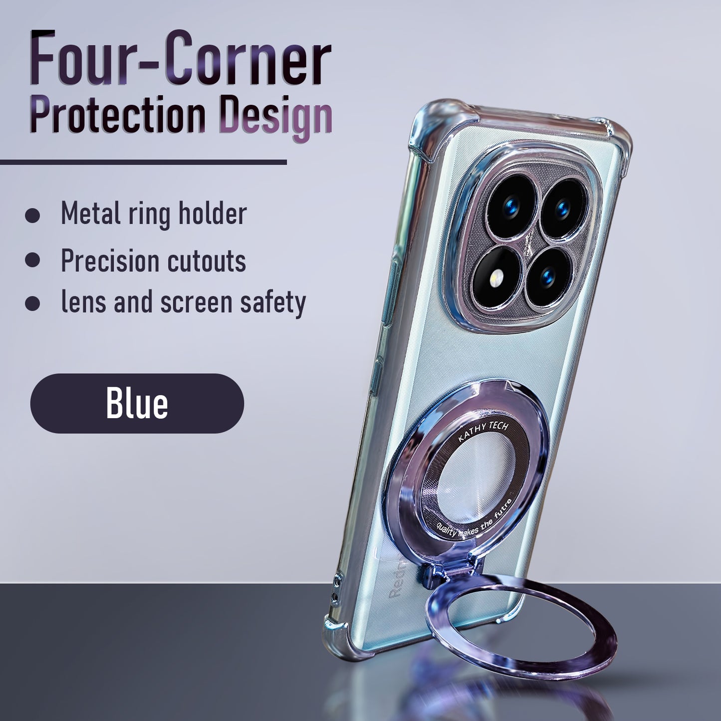 Redmi Note 14 Pro+ 5G Original Luxury Magnifier Ring Stand Shockproof Airbags Corner Case