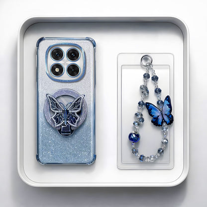 Redmi Note 14 Pro+ 5G Shockproof Butterfly Stand Case with Charm Strap