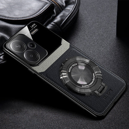 Redmi Note 13 Pro+ 5G Original Luxury Leather Lens Magnifier Ring Stand Case