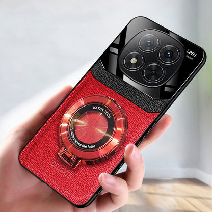 Redmi Note 14 Pro 5G Original Luxury Leather Lens Magnifier Ring Stand Case