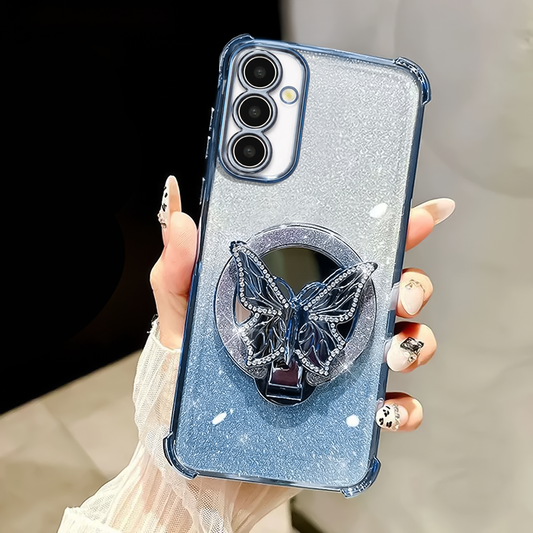 Samsung Galaxy A36 5G Luxury Shimmer Mirror Butterfly Back Shockproof Airbag Case