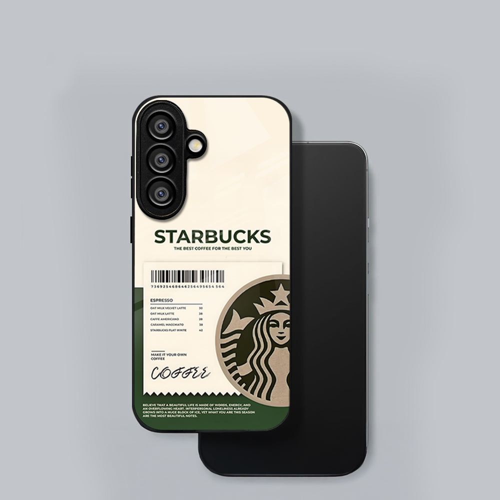 Samsung Galaxy A36 5G Premium Acrylic Shockproof Glass Back Case (Starbucks)
