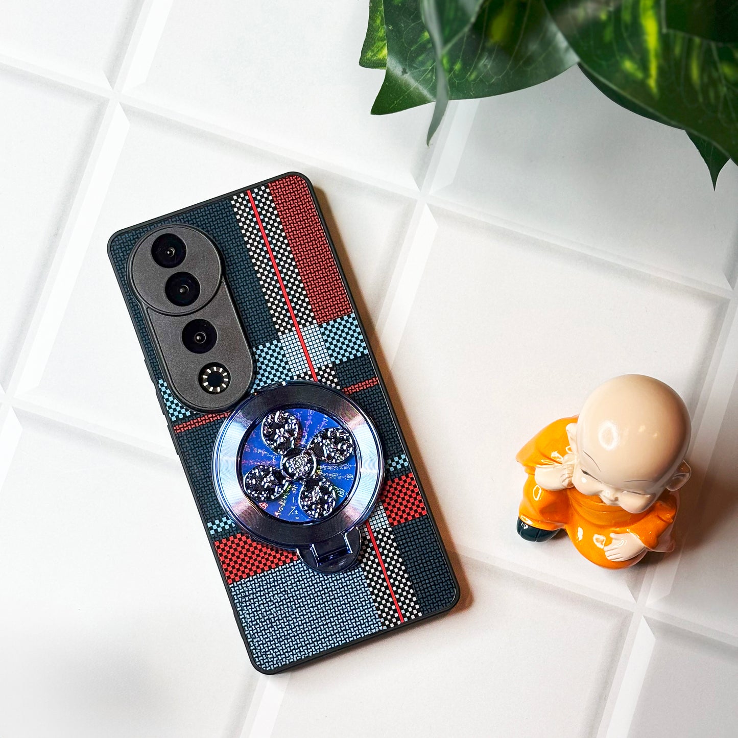 Vivo V40 Pro 5G Luxury Grid Pattern Fidget Rotating Case