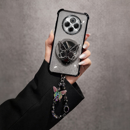 Vivo T4 5G Shockproof Butterfly Stand Case with Charm Strap