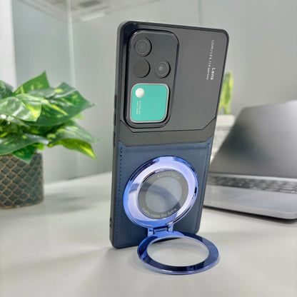 Vivo V30 Pro 5G Original Luxury Leather Lens Magnifier Ring Stand Case