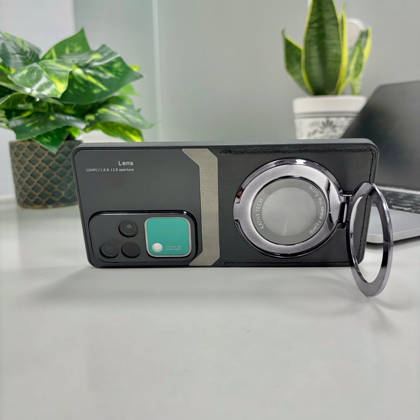 Vivo V30 Pro 5G Original Luxury Leather Lens Magnifier Ring Stand Case