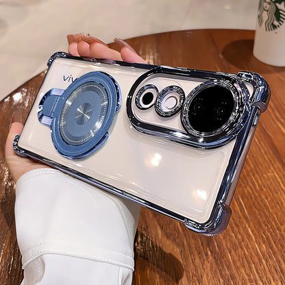 Vivo V40 Pro 5G Luxury Four Corner Invincible Bracket Ring Stand Case