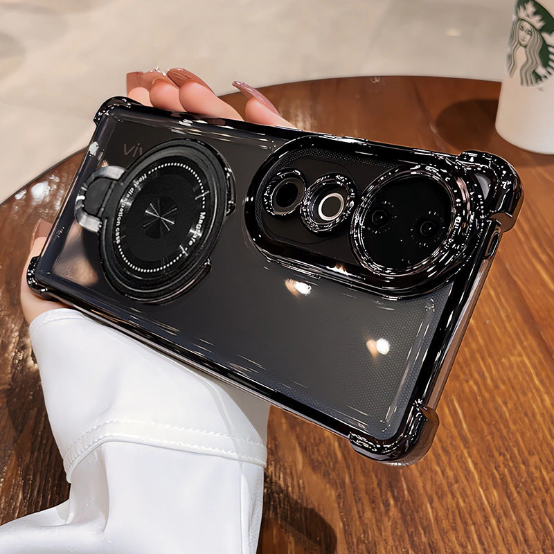 Vivo V40 Pro 5G Luxury Four Corner Invincible Bracket Ring Stand Case