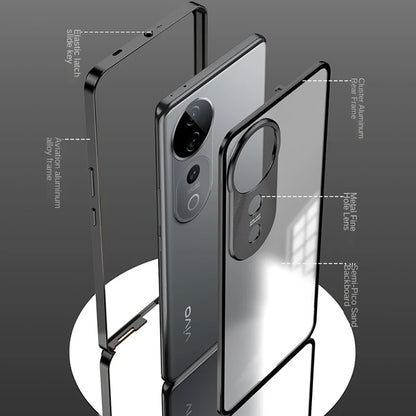 Vivo V40 Pro 5G Aluminium Metal Bumper Shield Transparent Back Case