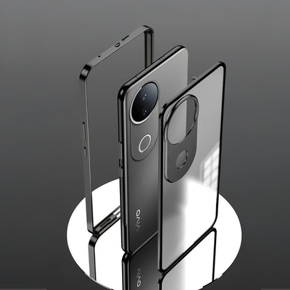 Vivo V50 5G Aluminium Metal Bumper Shield Transparent Back Case