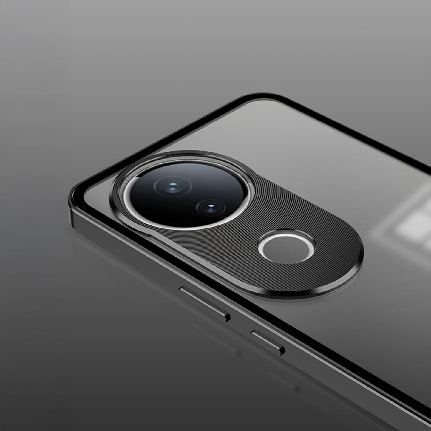 Vivo V50 5G Aluminium Metal Bumper Shield Transparent Back Case