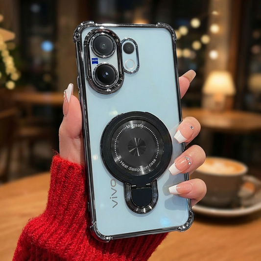 Vivo V60 5G Luxury Four Corner Invincible Bracket Ring Stand Case