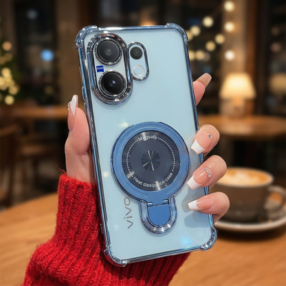 Vivo V60 5G Luxury Four Corner Invincible Bracket Ring Stand Case