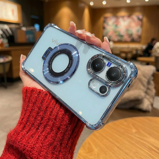 Vivo V60 5G Original Luxury Magnifier Ring Stand Shockproof Airbags Corner Case
