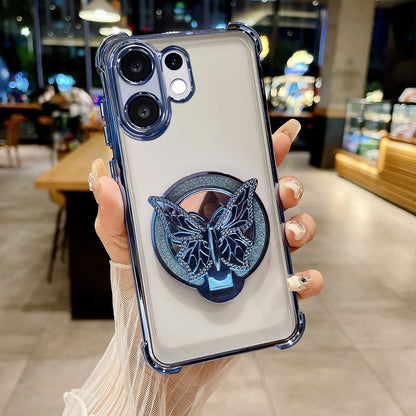 Vivo V60 5G Phone case with butterfly design held by a person in an indoor setting
