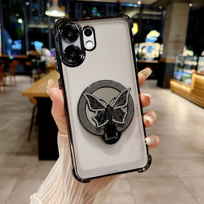 Vivo V60 5G Phone case with butterfly design held by a hand in a blurred indoor setting