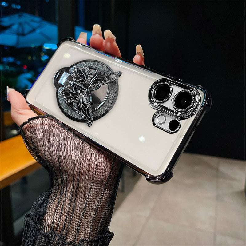 Vivo V60 5G Phone case with a decorative design held by a person wearing a black sheer glove.