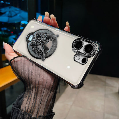 Vivo V60 5G Phone case with a decorative design held by a person wearing a black sheer glove.