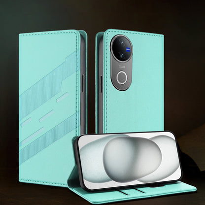 Vivo V50 5G Magnetic Embossed Multi-Functional Wallet Retro PU Leather Flip Case