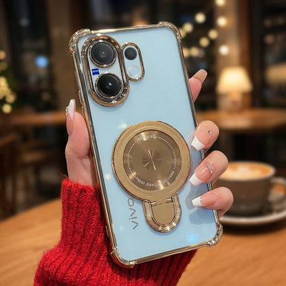 Vivo V60 5G Luxury Four Corner Invincible Bracket Ring Stand Case