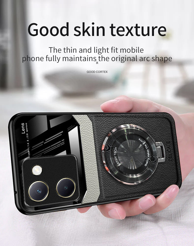 Vivo Y200 Pro Black Leather Lens Case