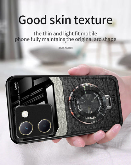 Vivo Y200 Pro Black Leather Lens Case