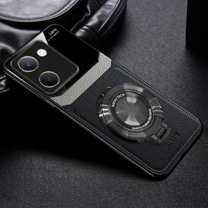 Vivo Y200 Pro 5G Original Luxury Leather Lens Magnifier Ring Stand Case