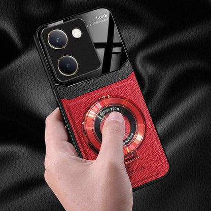 Vivo Y200 Pro Red Stylish Leather Lens Case
