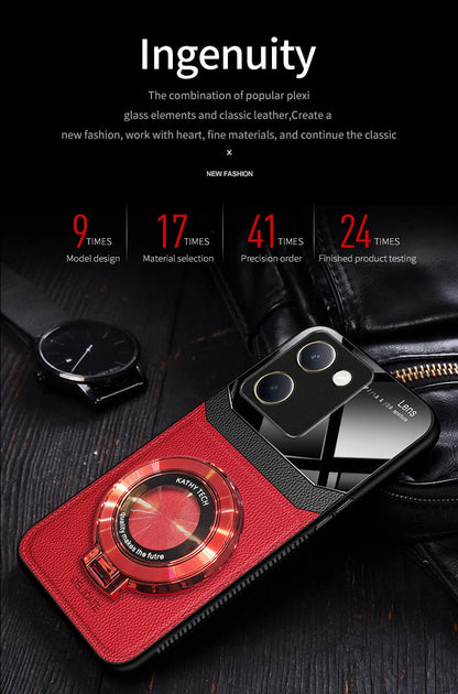 Vivo Y200 Pro Red Leather Lens Case