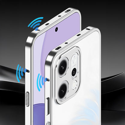 Oppo Reno 14 5G Smartphone with a metallic case on a black background