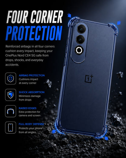 OnePlus Nord CE4 5G Transparent Shockproof Case With Airbag Corners