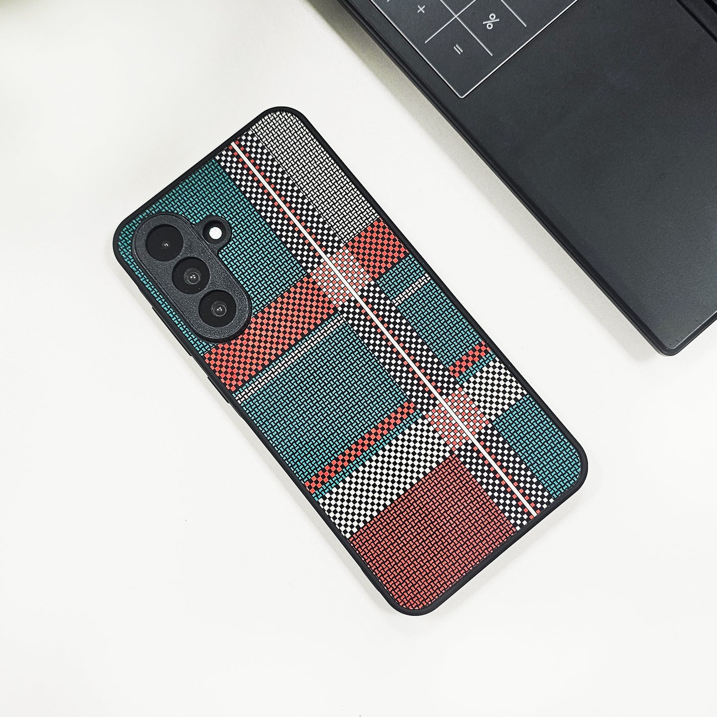 Samsung Galaxy A56 5G Luxury Grid Pattern Glass Back Shockproof Case