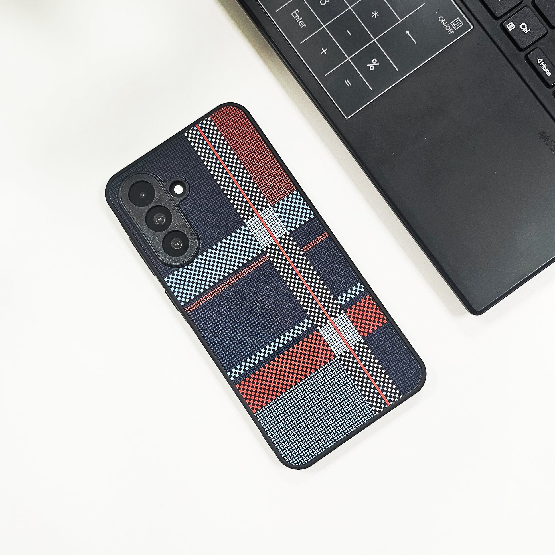 Samsung Galaxy A56 5G Luxury Grid Pattern Glass Back Shockproof Case