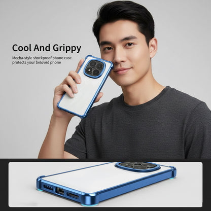 Redmi Note 14 Pro Plus 5G phone with a blue and white shockproof case, 'Cool And Grippy'