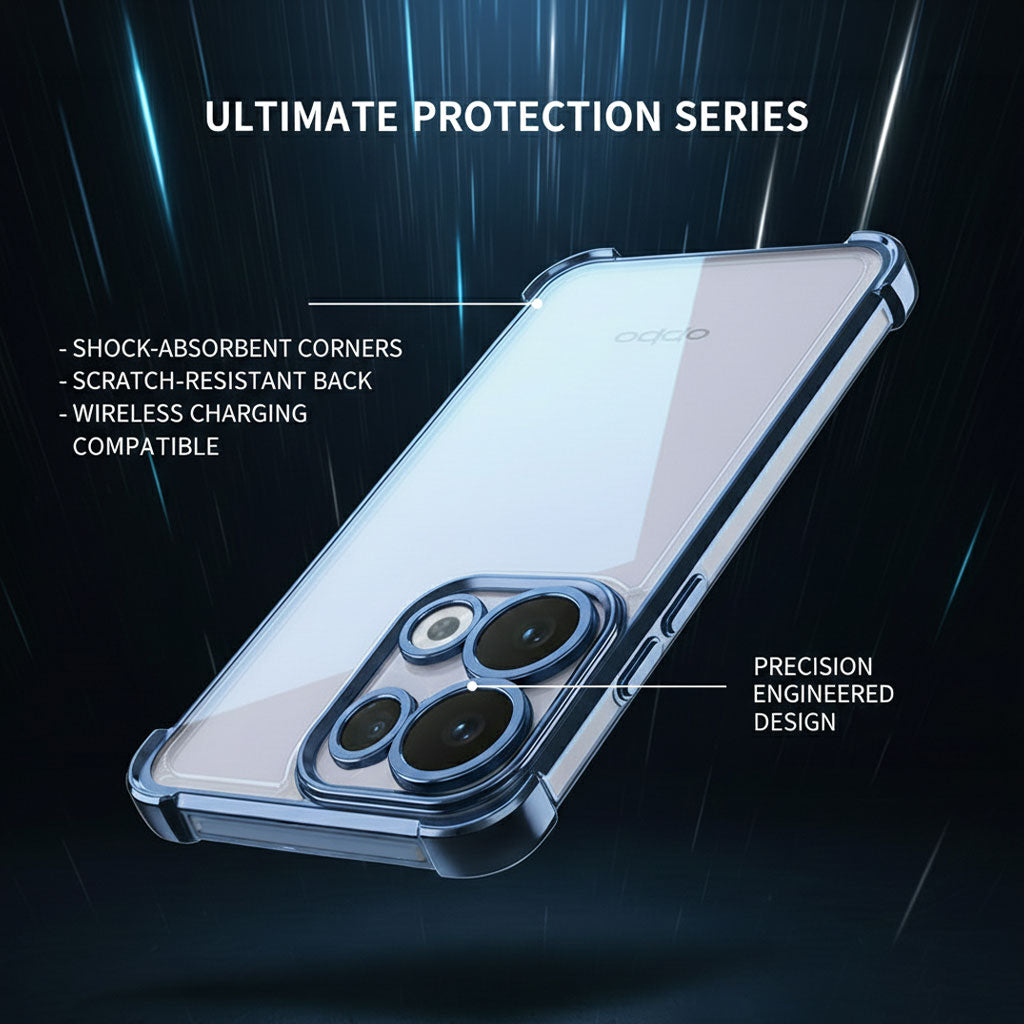 Oppo Reno 13 5G Phone case with features highlighted on a dark background