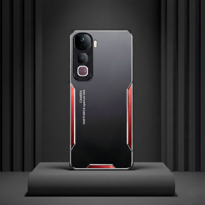 Phone case with red accents on a dark background