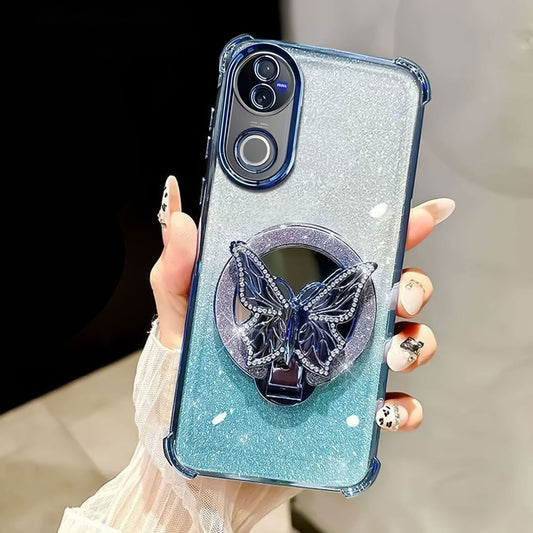 Vivo V50 5G Luxury Shimmer Mirror Butterfly Back Shockproof Airbag Case